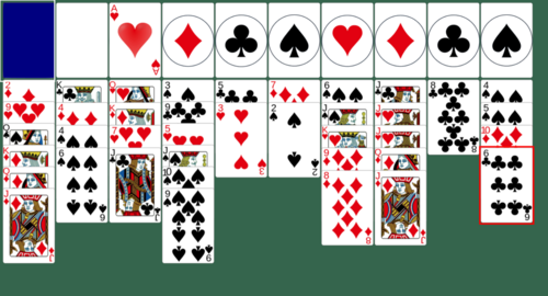 A green background with large, bright cards showing josephine solitaire deck