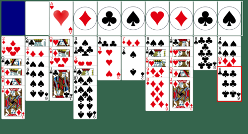 A green background with large cards showing the 8 Josephine Solitaire foundation piles