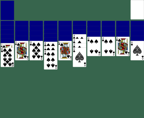 Green background with Spider Solitaire gameplay