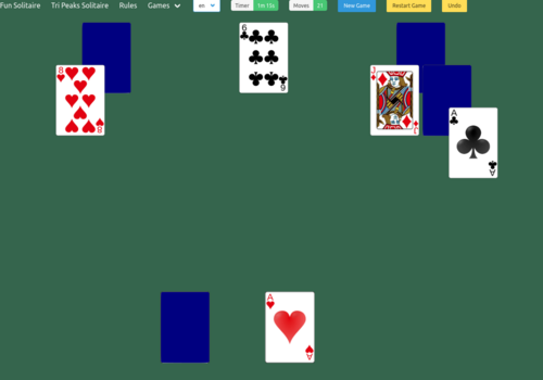 Green background with tripeaks solitaire gameplay